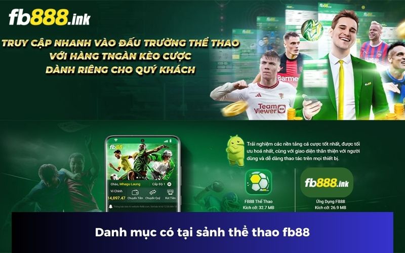 Danh mục có tại sảnh thể thao fb88